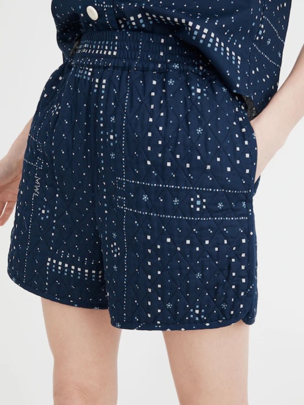 Madewell Women's Navy Quilted Bandana Shorts NWT